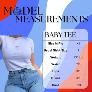 baby tee model measurements