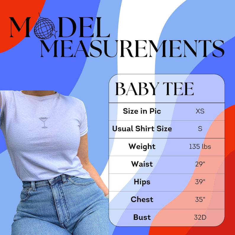 baby tee model measurements