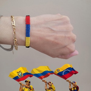 ARMBAND Venezuela Ecuador Colombia Armenien, justerbart, handknutet, passar alla handledsstorlekar