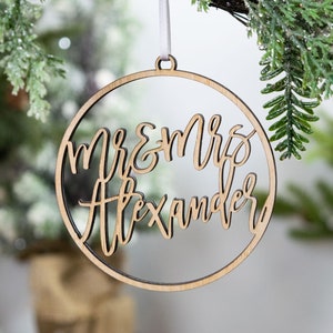 Newlywed Chistmas Ornament, Mr and Mrs Ornament, Newlywed Gift, Couples Gift, First Married Christmas Ornament, Wedding Gift, Gift for Bride