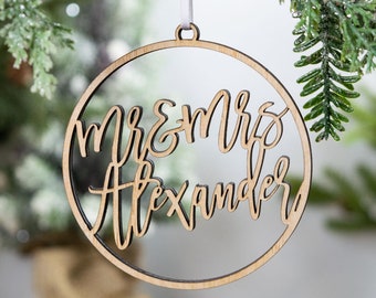 Newlywed Chistmas Ornament, Mr and Mrs Ornament, Newlywed Gift, Couples Gift, First Married Christmas Ornament, Wedding Gift, Gift for Bride