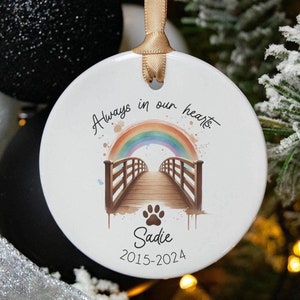 Rainbow Bridge Ornament, Pet Loss Gift, Personalized Dog Memorial Gift, Dog Memorial Ornament