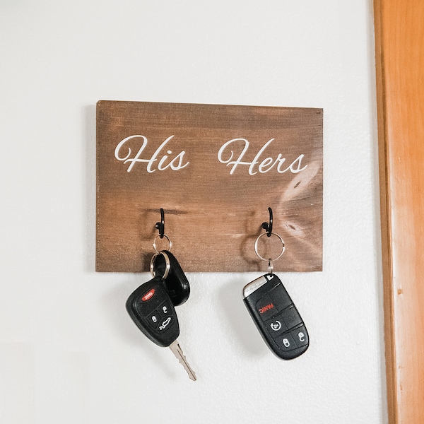 Housewarming Gift, His and Hers Key Holder, Key Hooks, Entryway Organizer, Couple Gifts, Farmhouse Decor, Rustic Decor, Key Hanger