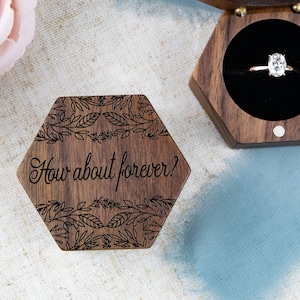 How About Forever Engagement Ring Box, Proposal Ring Box, Walnut Engagement Ring Box, Wooden Ring Box, Single Slot Box, Hexagon Ring Box