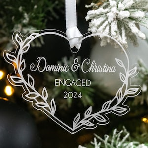 Engaged Christmas Ornament, Engaged Ornament Personalized, Engagement Ornament, First Christmas Engaged Ornament, Engagement Gift for Couple