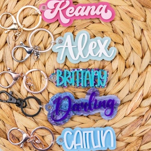Custom Acrylic Keychain, Acrylic Name Keychain, Backpack Tag, Diaper Bag Tag, Custom Name Tag, Many Color and Font Options