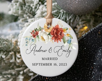 Married Christmas Ornament, Newlywed Ornament, Wedding Ornament, Wedding Gift for Couple, Personalized Wedding Gift, Custom Couples Gift