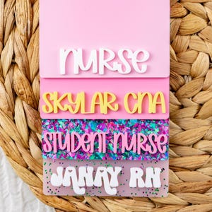 Custom Acrylic Badge Buddy, Personalized Badge Holder, Gift for Nurse, ID Holder, RN, Nurse, Doctor, Teacher, Technician, Many Color Options