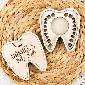 Personalized Wood Tooth Fairy Box, Baby Tooth Storage Box, Baby Teeth Keepsake Box, Gift for Parents, Baby Tooth Holder, Baby First Tooth