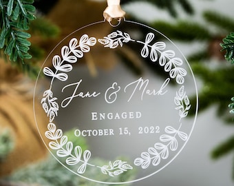 Engaged Ornament, Engagement Gifts for Couple, Engagement Ornament Personalized, Our First Christmas Ornament, Engagement Gift for Couple