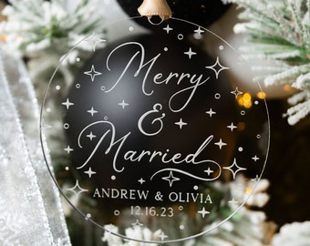 Married Ornament, Personalized Gift, Wedding Ornament, Newlywed Christmas Ornament, Our First Christmas, Wedding Gift for Couple, Bride Gift