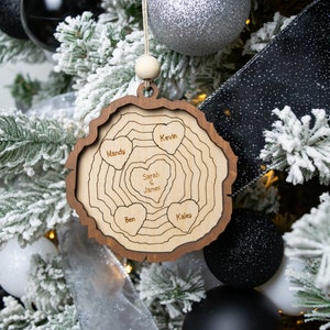 Wood Slice Family Christmas Ornament, Personalized Family Christmas Ornament, Christmas Gifts for Mom, Gift for Family, Grandmother Gift image 6