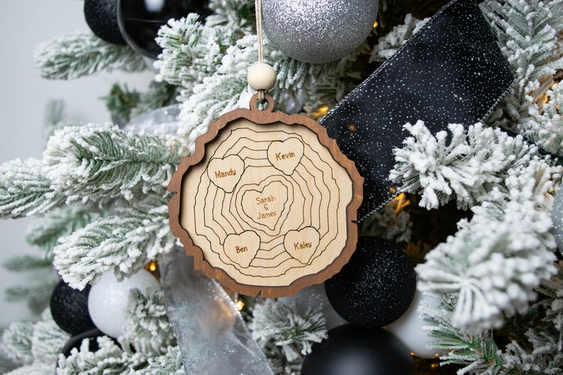 Wood Slice Family Christmas Ornament, Personalized Family Christmas Ornament, Christmas Gifts for Mom, Gift for Family, Grandmother Gift image 6