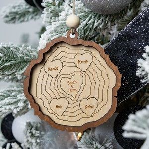 Wood Slice Family Christmas Ornament, Personalized Family Christmas Ornament, Christmas Gifts for Mom, Gift for Family, Grandmother Gift image 9