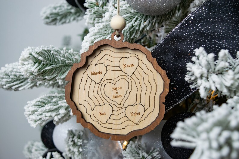 Wood Slice Family Christmas Ornament, Personalized Family Christmas Ornament, Christmas Gifts for Mom, Gift for Family, Grandmother Gift image 9