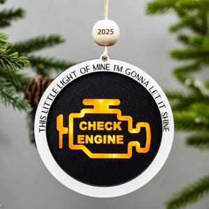 Check Engine Light Ornament, Car Guy Gift, Car Enthusiast Gift, Car Girl Gift, Christmas Gifts for Boyfriend, Gag Gifts, Funny Gifts