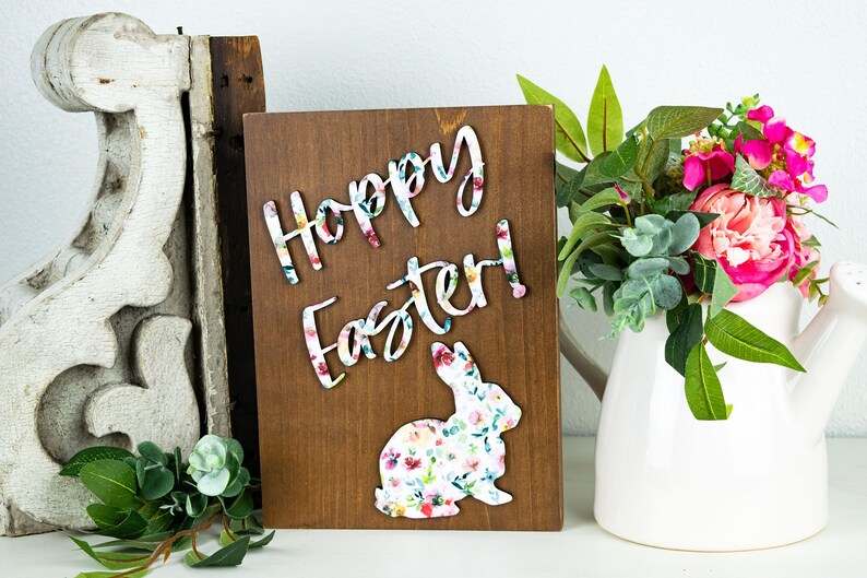Hoppy Easter Sign Easter Decorations Happy Easter Sign - Etsy
