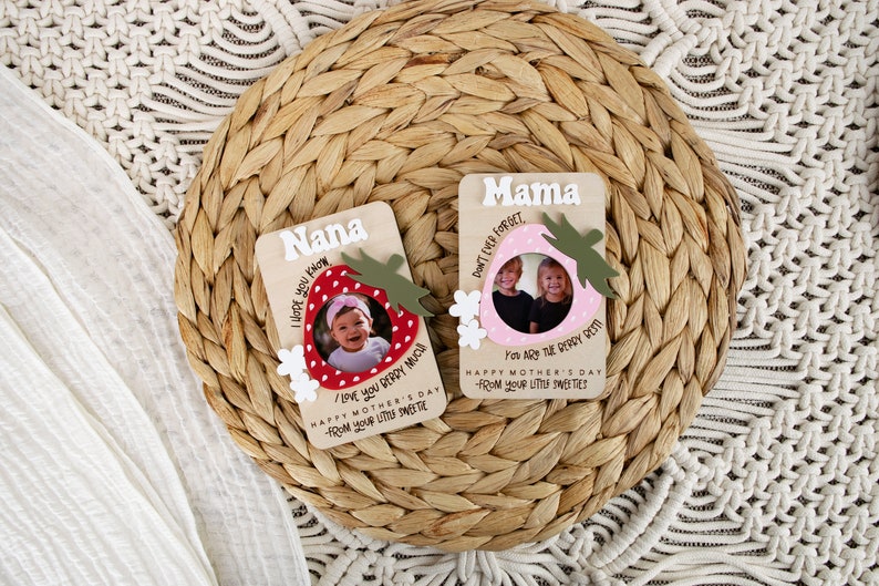 Strawberry Mother's Day Photo Magnet, Mothers Day Gift, Gift for Mom, Gifts for Grandma, Fridge Magnet, Mom Birthday Gift, Photo Frame image 3