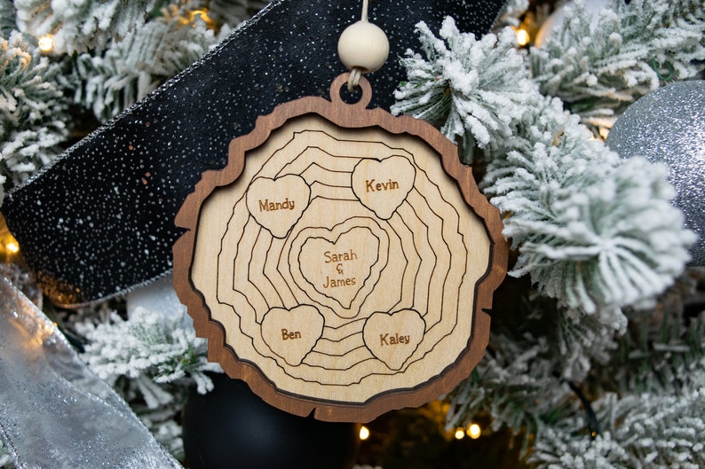 Wood Slice Family Christmas Ornament, Personalized Family Christmas Ornament, Christmas Gifts for Mom, Gift for Family, Grandmother Gift image 4