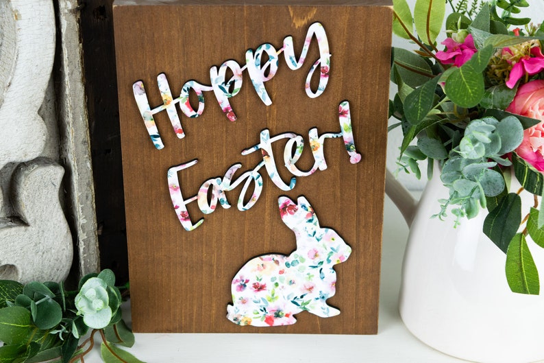 Hoppy Easter Sign Easter Decorations Happy Easter Sign - Etsy