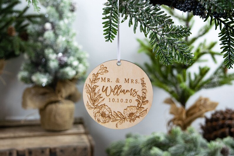 Mr and Mrs Ornament, First Christmas Ornament Married, Wedding Gift for Couple, Married Ornament, Wedding Presents image 5