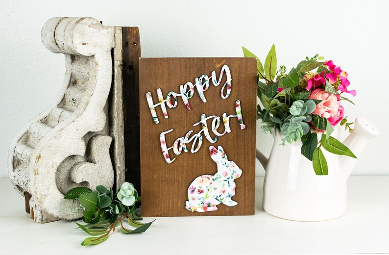 Hoppy Easter Sign Easter Decorations Happy Easter Sign - Etsy