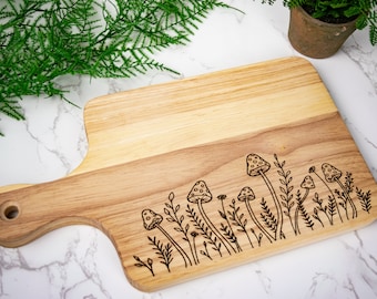 Mushroom Cutting Board Gift, Mushroom Cutting Board, Chopping Board, Charcuterie Board, Cottagecore Aesthetic, Goblincore Decor