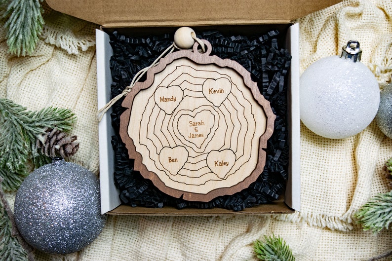 Wood Slice Family Christmas Ornament, Personalized Family Christmas Ornament, Christmas Gifts for Mom, Gift for Family, Grandmother Gift image 7