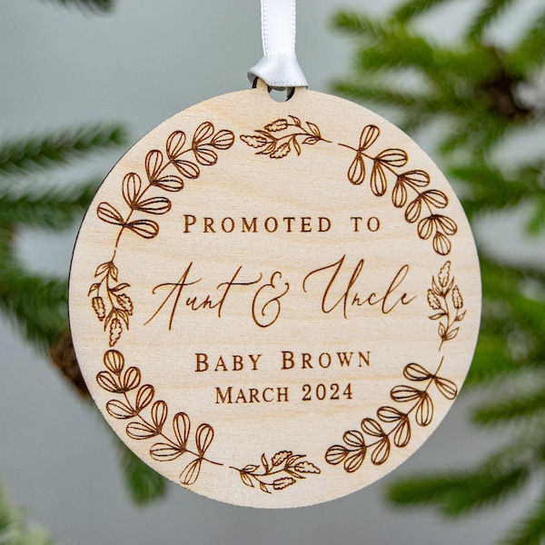 Promoted to Aunt and Uncle Ornament, Baby Announcement, Pregnancy Announcement, Aunt Gift, Personalized Gift, Expecting Baby Ornament