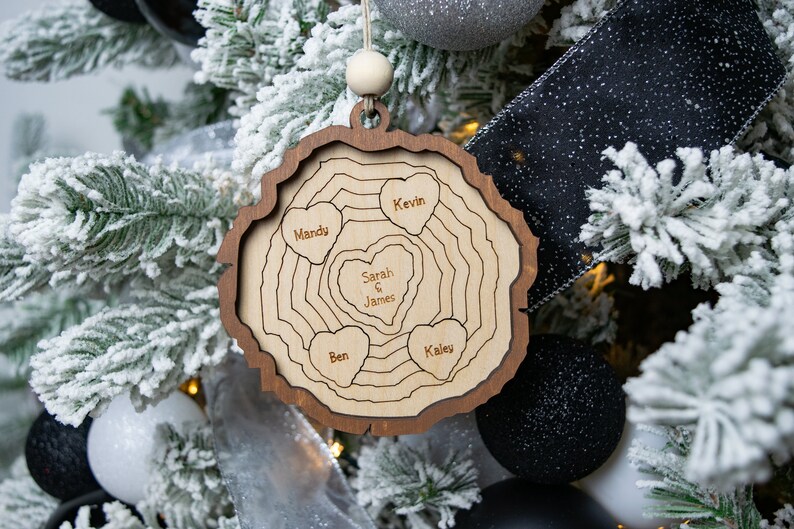 Wood Slice Family Christmas Ornament, Personalized Family Christmas Ornament, Christmas Gifts for Mom, Gift for Family, Grandmother Gift image 8