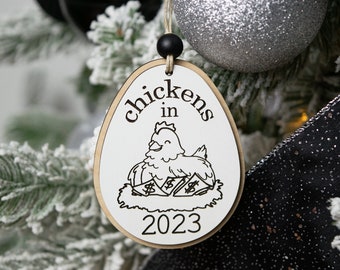 Chicken Ornament, Funny Egg Ornament, Funny Ornament, Gag Gift, Funny Christmas Gift, Stocking Stuffer, Chicken Lover Gift, Christmas 2023