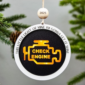 Check Engine Light Ornament, Funny Gifts, Gag Gifts, Gag Christmas Gifts, Stocking Stuffer, Christmas Gifts for Her, Christmas Gifts for Him