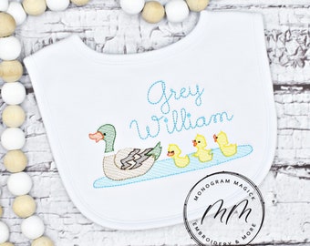 Mallard Duck Baby Gown, Personalized Baby Gown, Monogrammed Baby Gown, Coming Home Outfit, Personalized Baby Bib, Personalized Burp Cloth