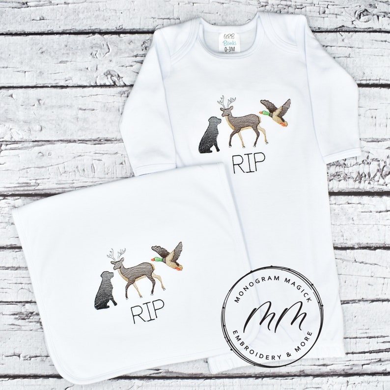 Hunting Themed Baby Gown Personalized Baby Gown Monogrammed Etsy