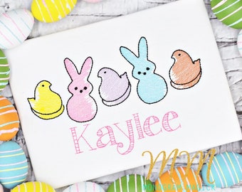 Personalized Peeps Easter Shirt, Embroidered Bunny Outfit