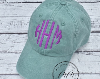 Monogrammed Pigment Dyed Cap, Custom Cotton Twill Hat