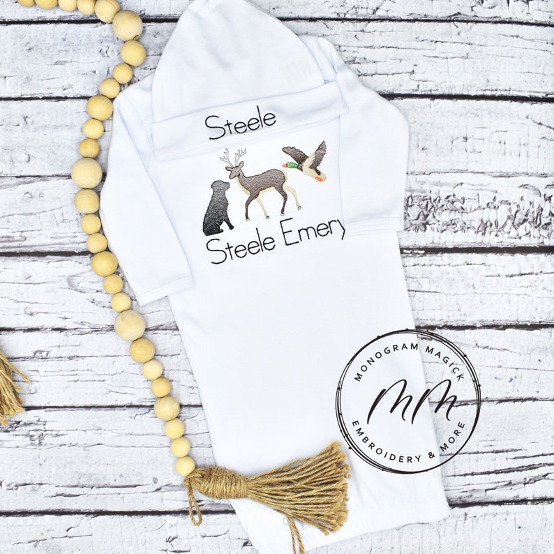 Hunting Themed Baby Gown Personalized Baby Gown Monogrammed Etsy