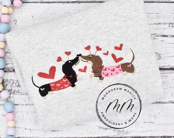 Puppy Love Embroidered Sweatshirt, Dachshund Valentine's Day Gift