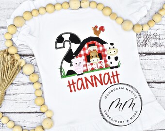 Personalized Farm Animals Birthday Shirt, Barnyard Theme