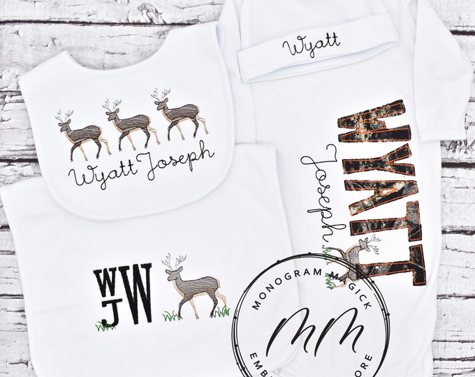 Hunting Themed Baby Gown Personalized Baby Gown Monogrammed Etsy