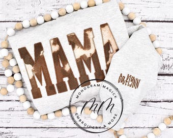 Cow Print Mama Embroidered Sweatshirt, Personalized Mother's Day Gift