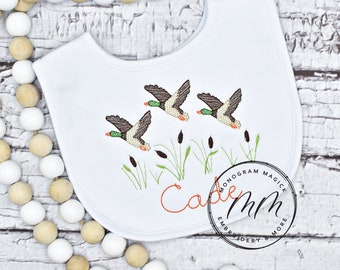 Mallard Ducks Baby Gown, Personalized Hunting Baby Bib