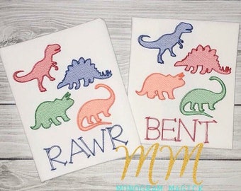 Personalized Dinosaur Sketch Shirt, Childrens Embroidery Shirt