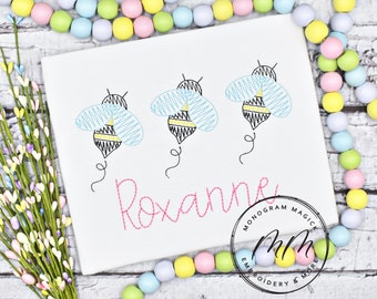 Spring Bee Trio Embroidered Shirt, Personalized Children's Applique