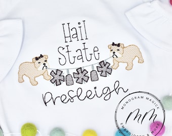Embroidered Bulldog Mascot Shirt, Personalized Childrens Apparel