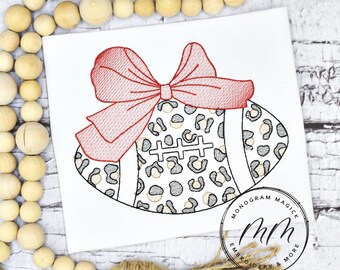 Girls Leopard Football Shirt, Embroidered Bow