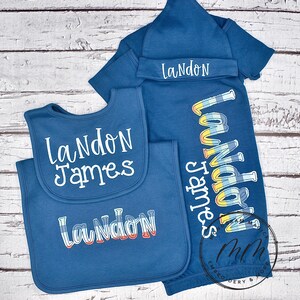 Navy Baby Gown, Personalized Baby Gown, Monogrammed Baby Gown, Baby Coming Home Outfit, Coming Home Outfit, Baby Boy Gown, Navy Grey Gown