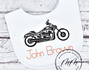 Personalized Motorcycle Baby Bib, Burp Cloth, Baby Shower Gift