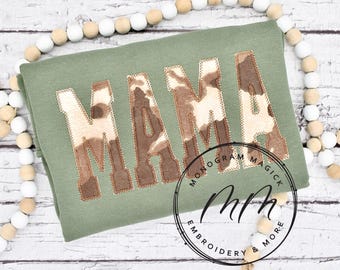 Embroidered Cow Print Mama Sweatshirt, Mothers Day Gift