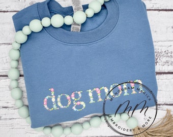 Floral Dog Mom Sweatshirt, Personalized Dog Lover Gift